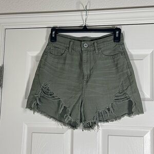 American Eagle Outfitters Green Jean Shorts Distressed Style